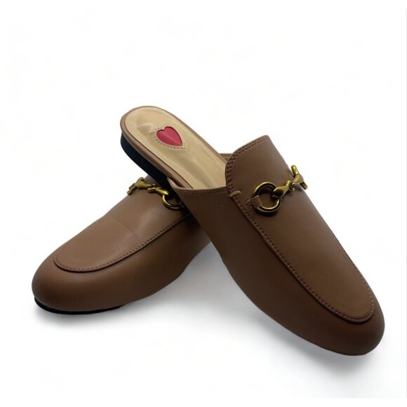 Vertundy Women's Mules Low Heel Flats Leather Slip On Backless Sandals Lady Work - Picture 4 of 7